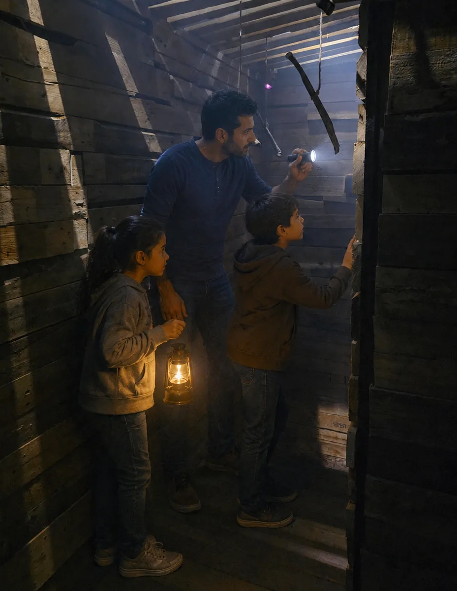 Una familia resolviendo pruebas en Texas Family Escape